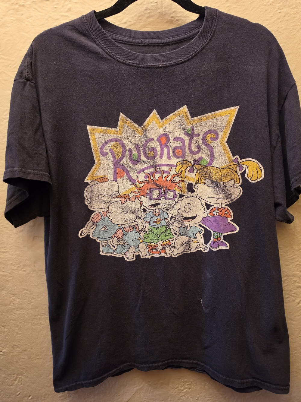 Rugrats Graphic T Shirt Black Distressed Faded Nickelodeon 90s Cartoon Tee